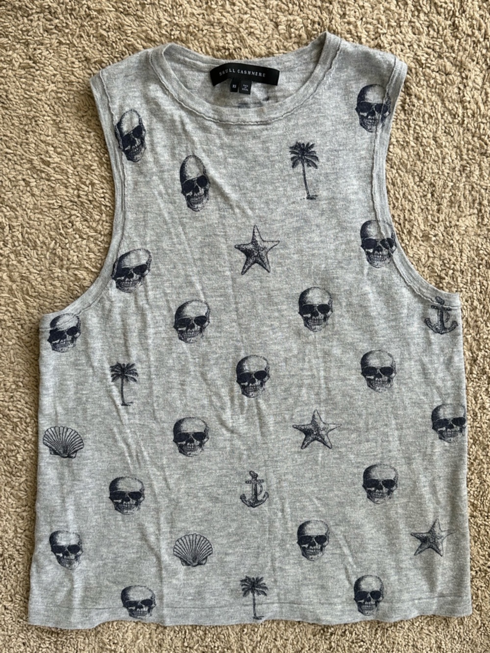 Skull Cashmere Jeannie Skull Heather Gray Tank